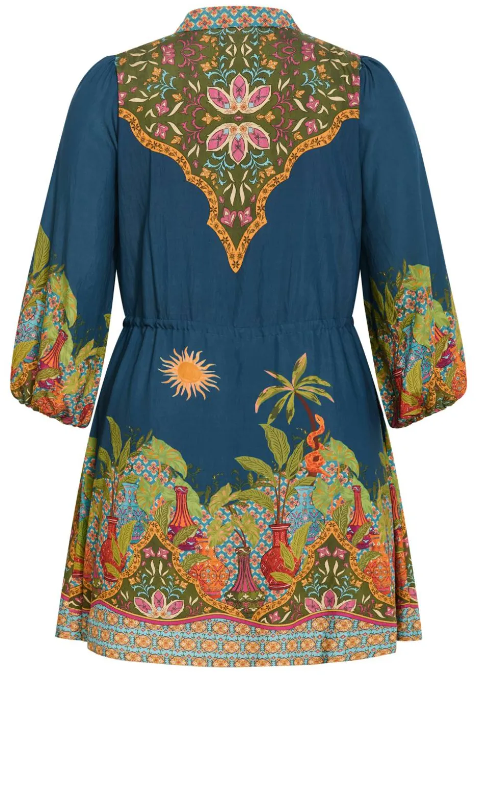 Fools Paradise Print Mini Dress - alpine navy