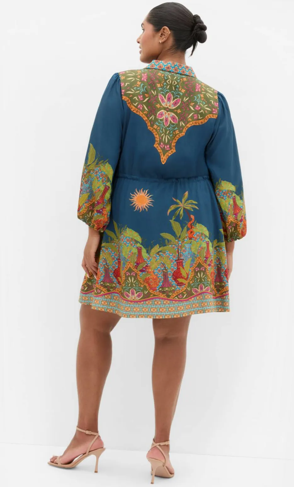 Fools Paradise Print Mini Dress - alpine navy