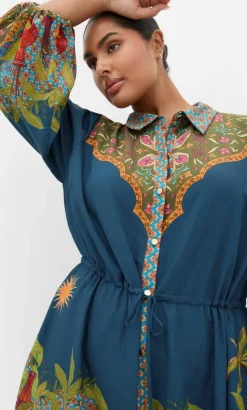 Fools Paradise Print Mini Dress - alpine navy