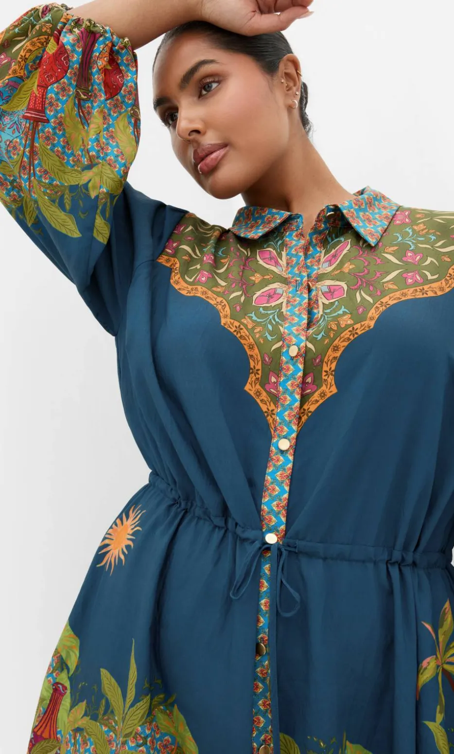 Fools Paradise Print Mini Dress - alpine navy