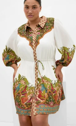 Fools Paradise Print Mini Dress - ivory