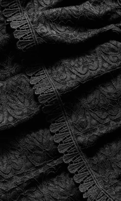 Gabriella Lace Ruffle Mini Dress - black