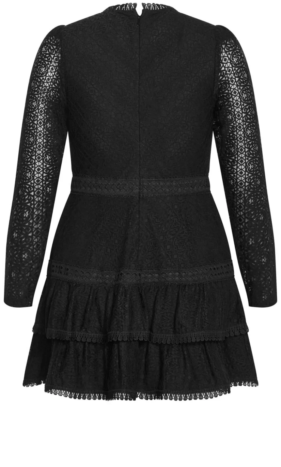 Gabriella Lace Ruffle Mini Dress - black