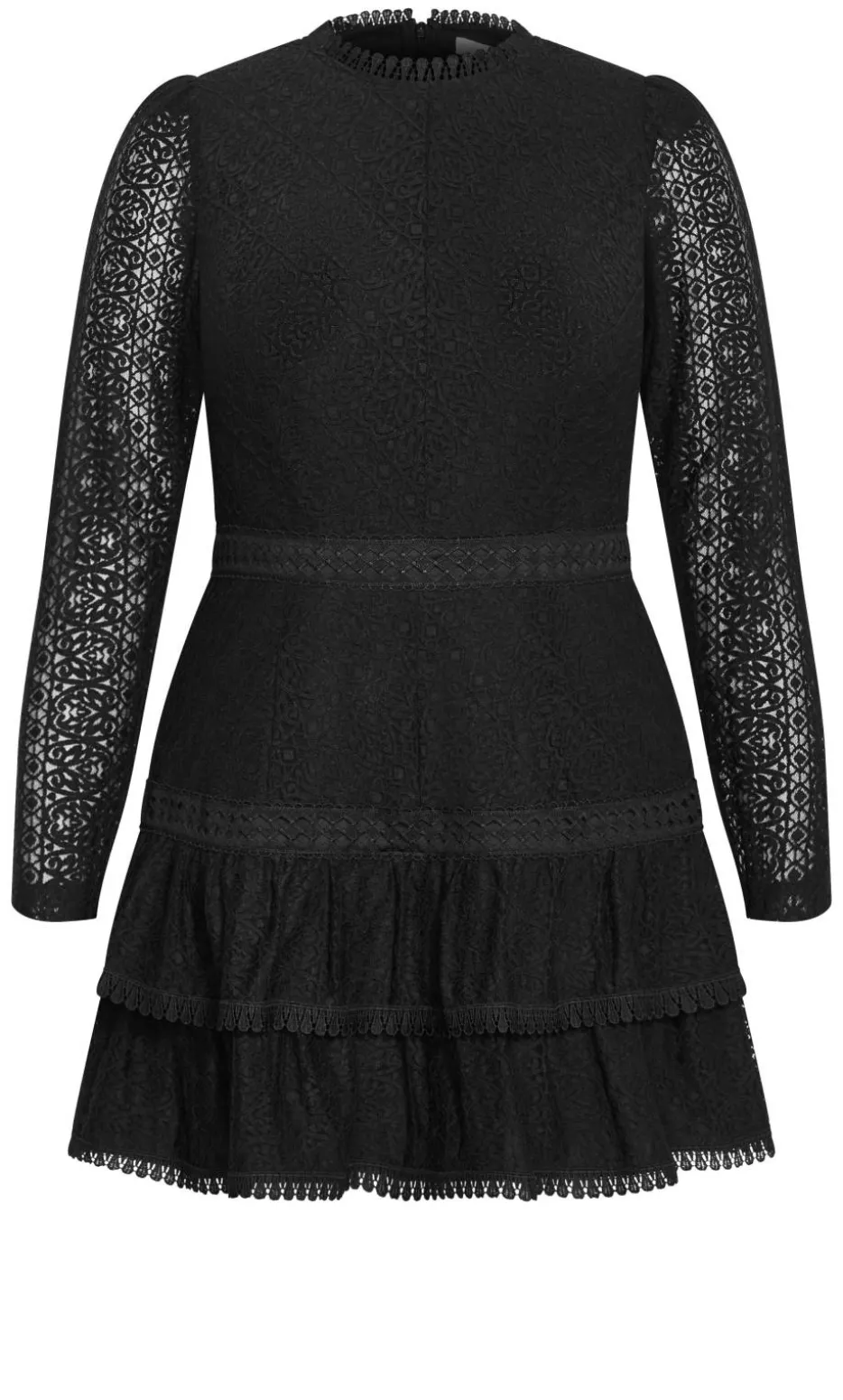 Gabriella Lace Ruffle Mini Dress - black