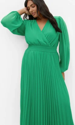 Georgina Pleat Maxi Dress - kelly green