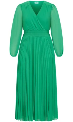 Georgina Pleat Maxi Dress - kelly green