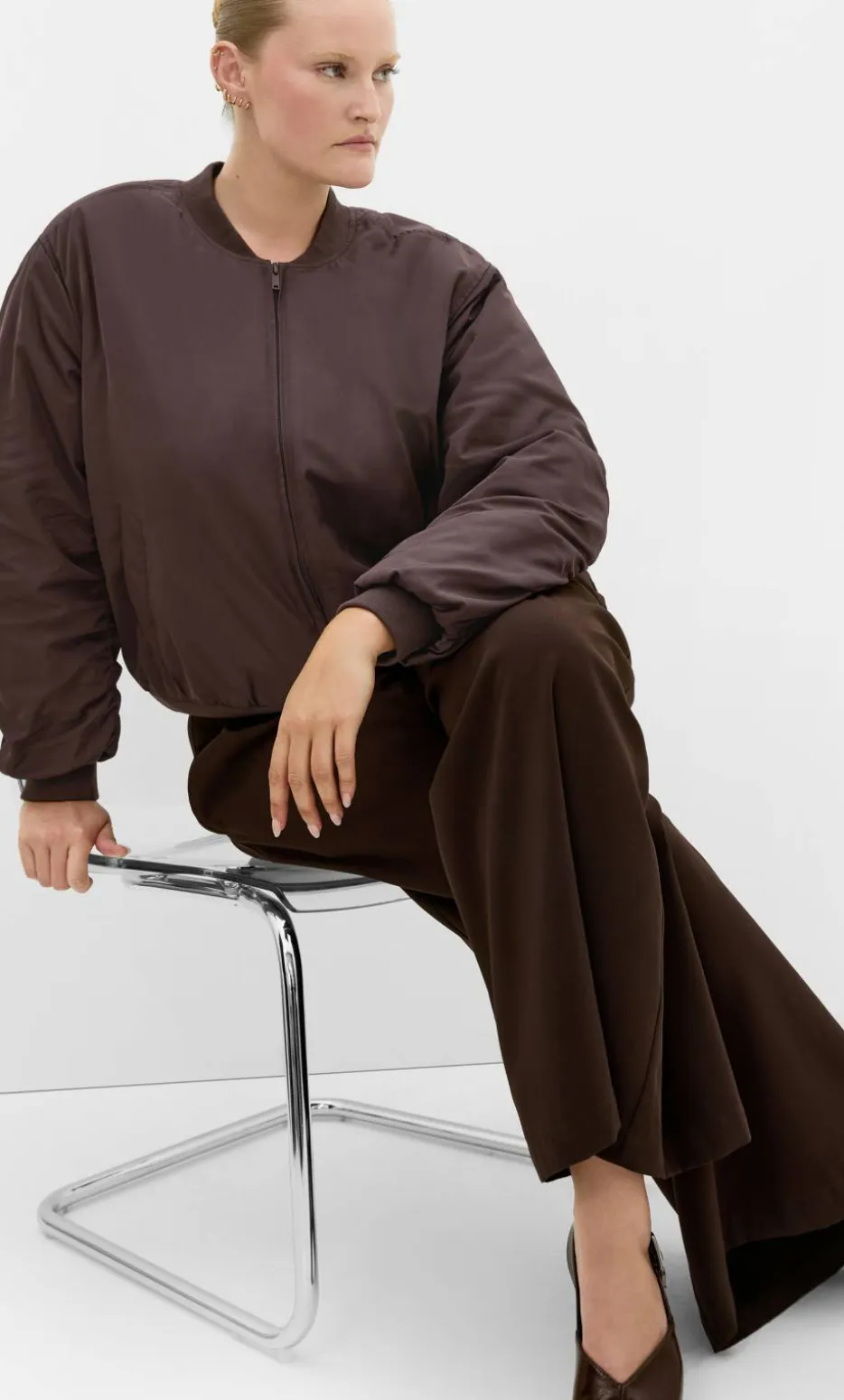 Gia Puffer Bomber Jacket - espresso