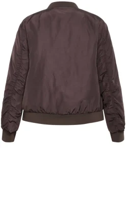Gia Puffer Bomber Jacket - espresso