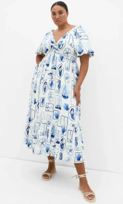 Giselle Amalfi V Neck Maxi Dress - white