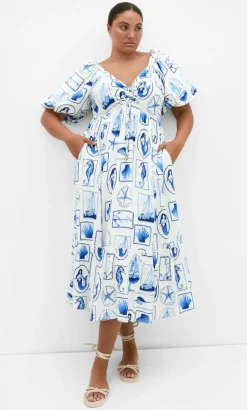 Giselle Amalfi V Neck Maxi Dress - white