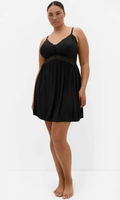 Gizelle Lace Trim Sleep Chemise - black