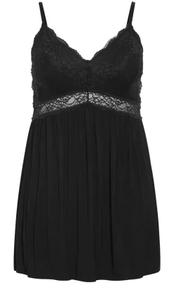 Gizelle Lace Trim Sleep Chemise - black