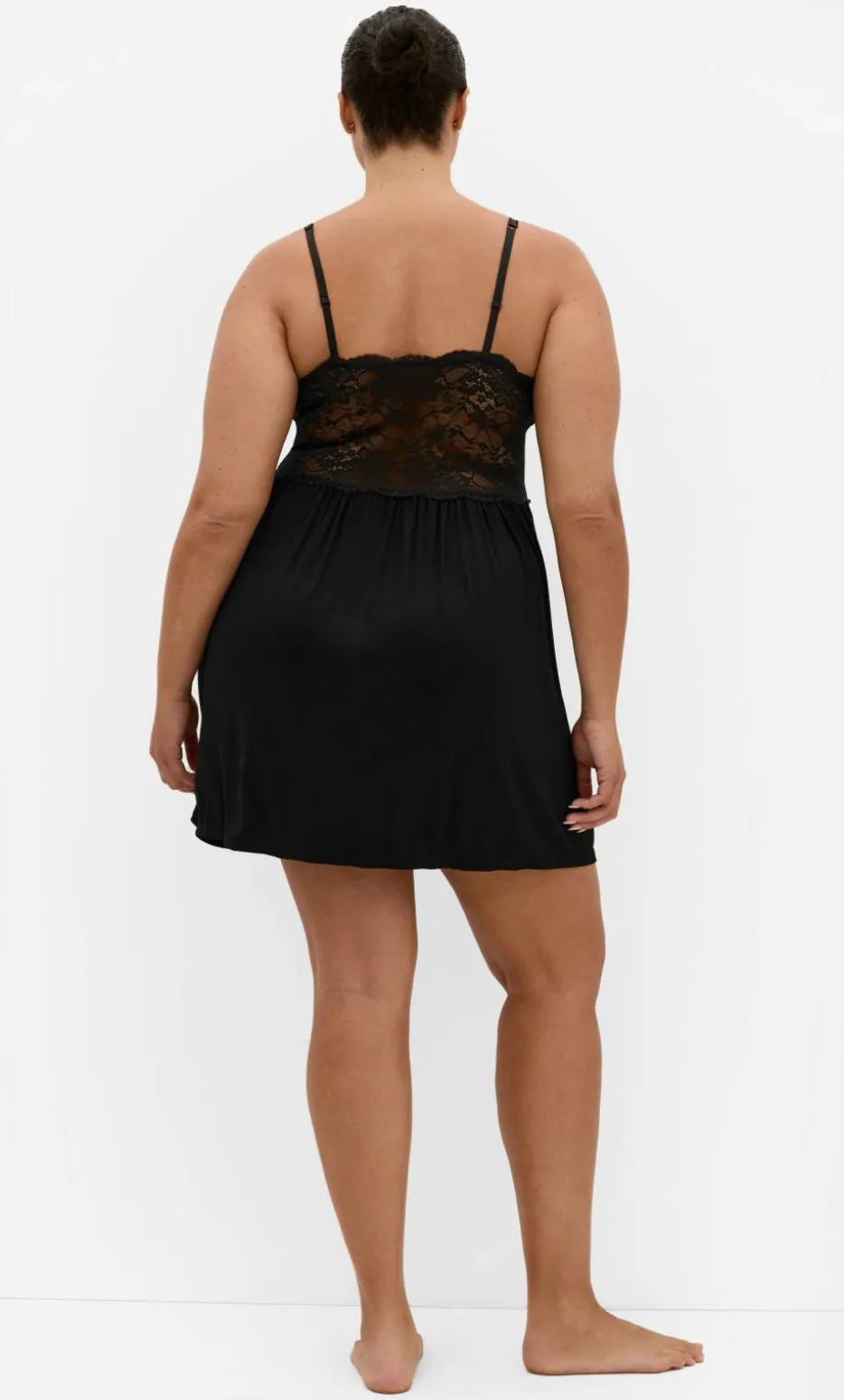 Gizelle Lace Trim Sleep Chemise - black