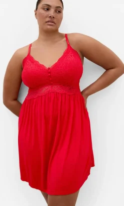 Gizelle Lace Trim Sleep Chemise - red