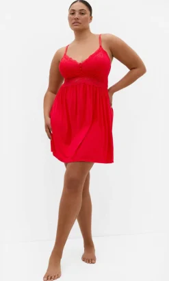 Gizelle Lace Trim Sleep Chemise - red