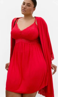 Gizelle Lace Trim Sleep Chemise - red