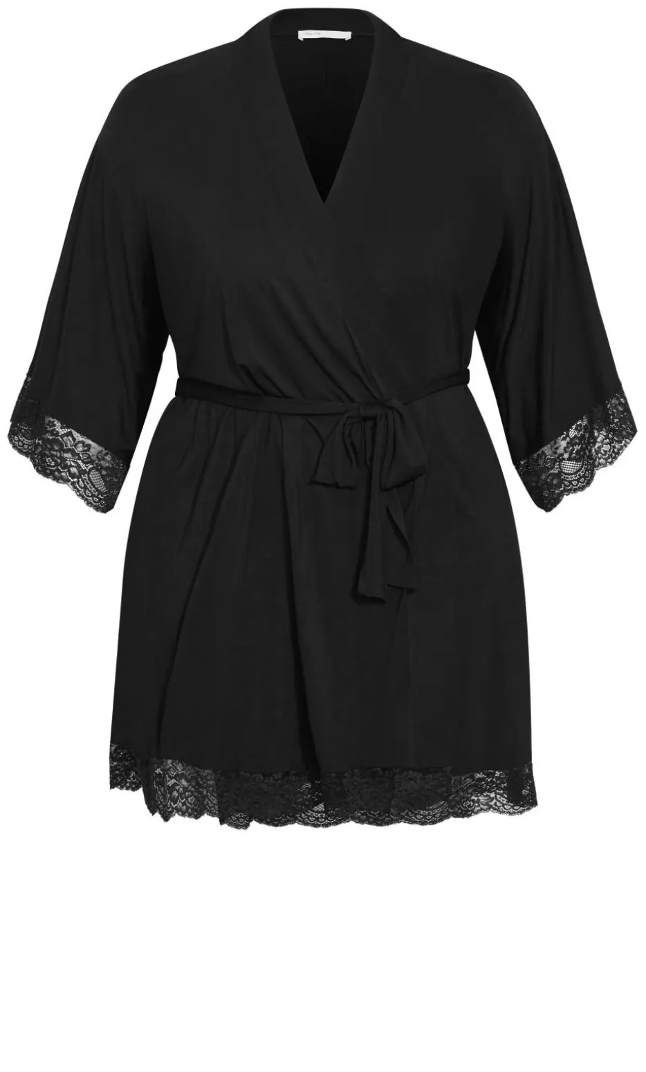Gizelle Lace Trim Sleep Robe - black