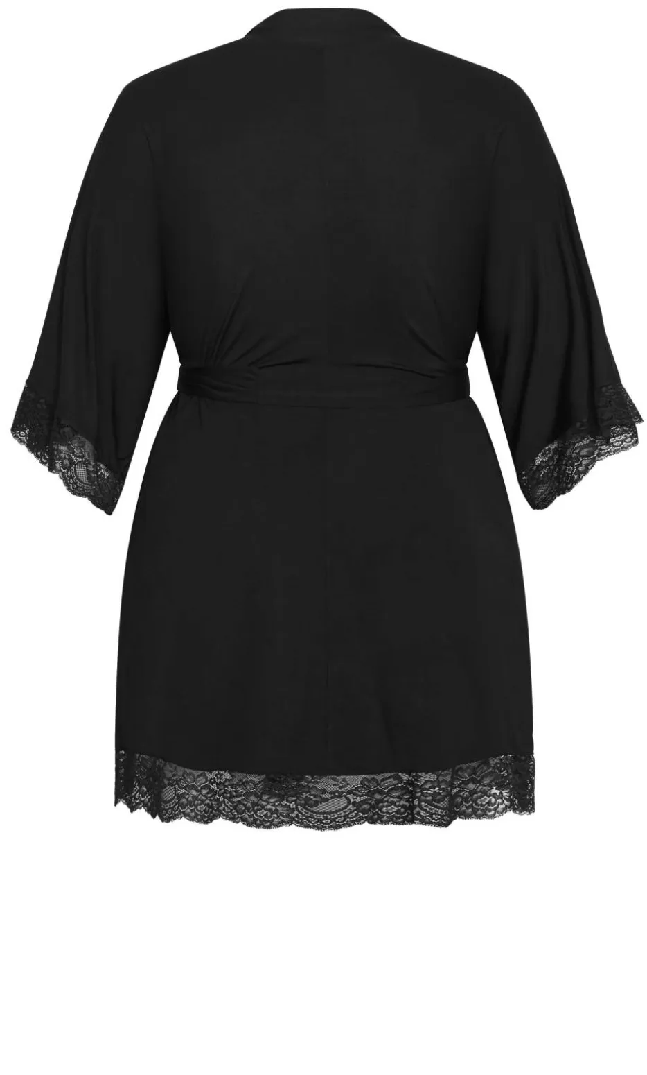 Gizelle Lace Trim Sleep Robe - black