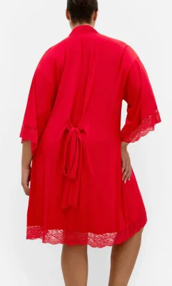 Gizelle Lace Trim Sleep Robe - red