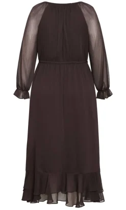 Glam Frill Maxi Dress - espresso