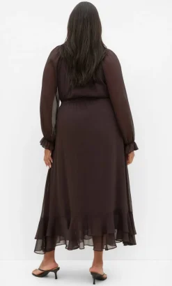 Glam Frill Maxi Dress - espresso