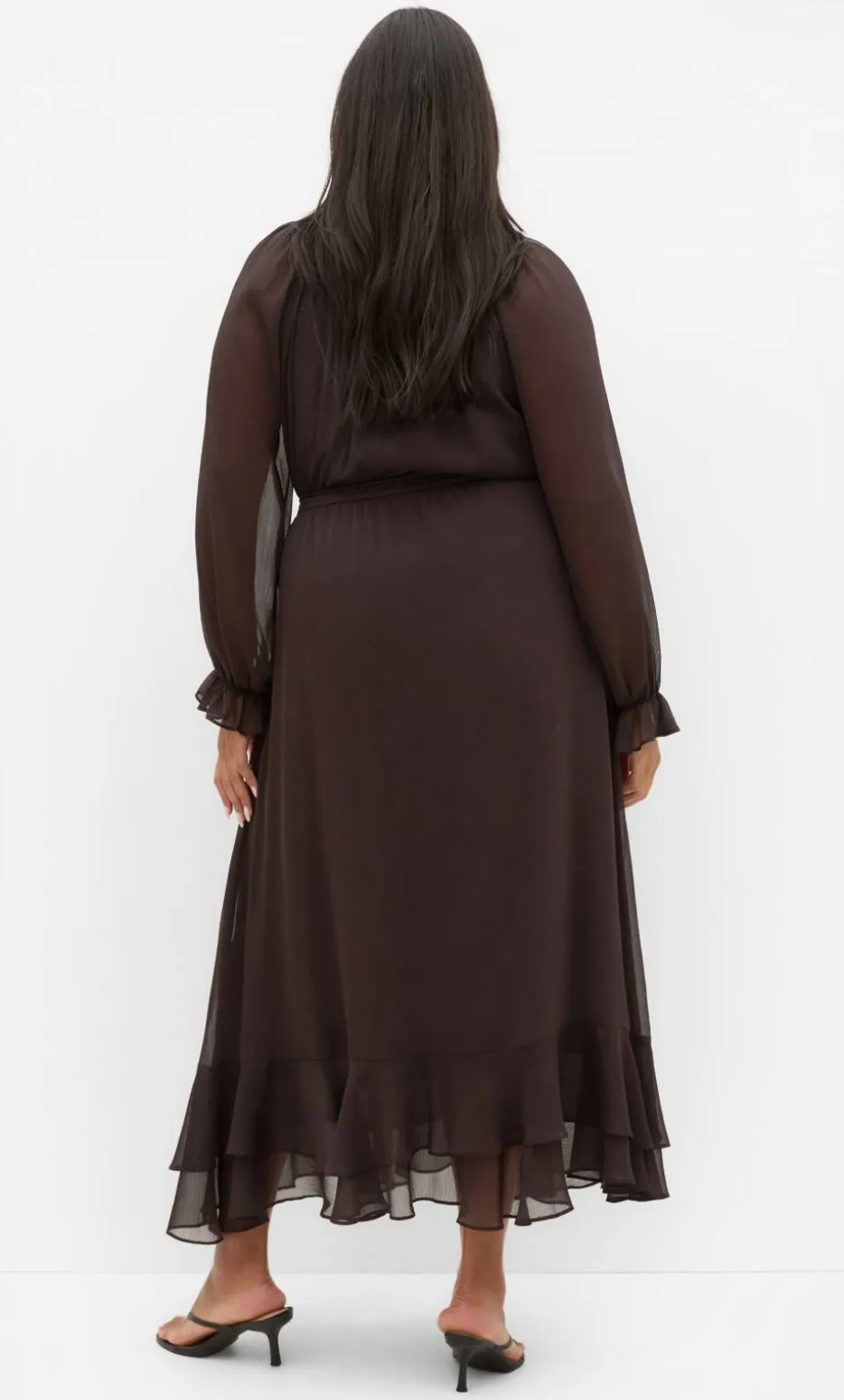 Glam Frill Maxi Dress - espresso