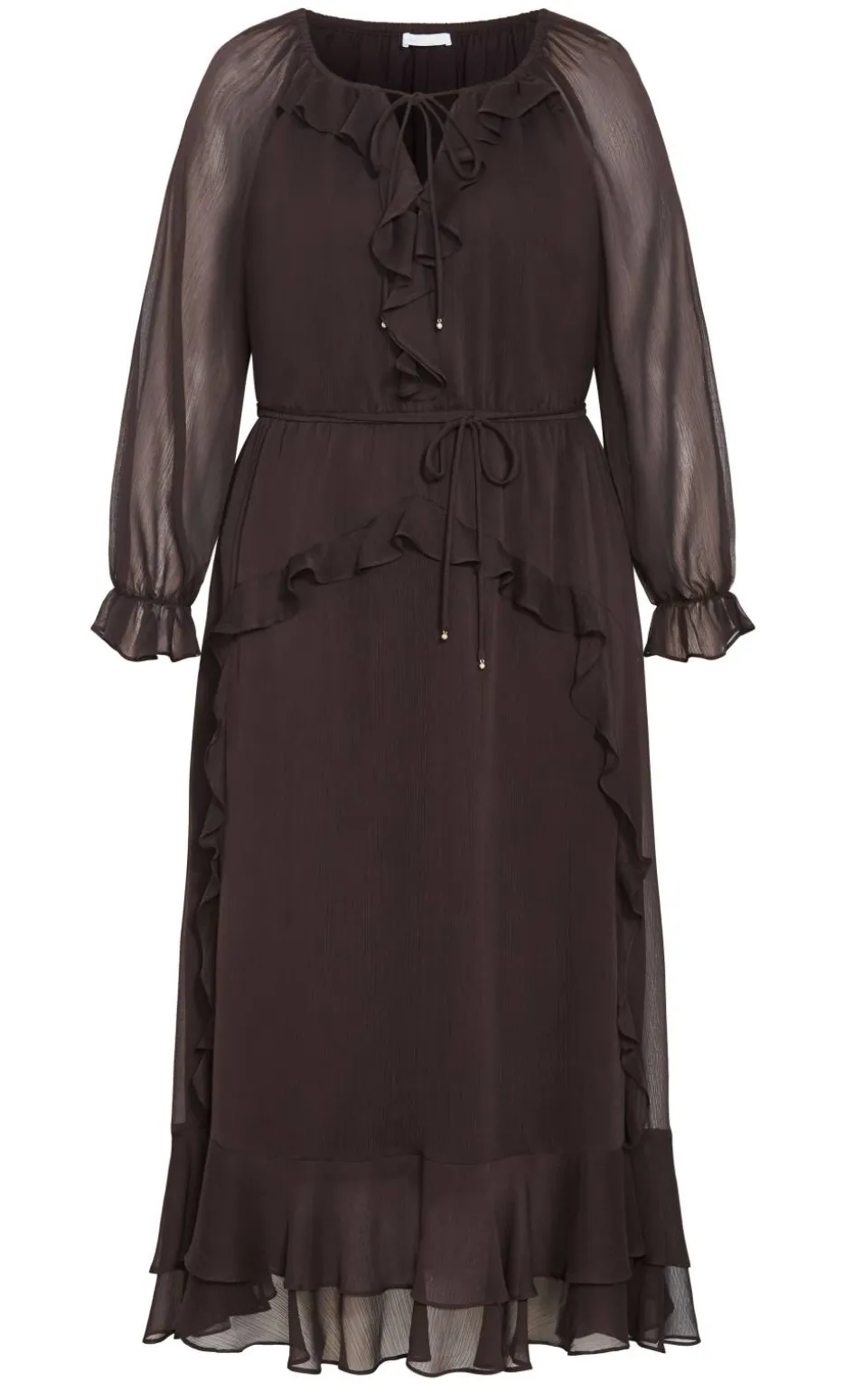 Glam Frill Maxi Dress - espresso