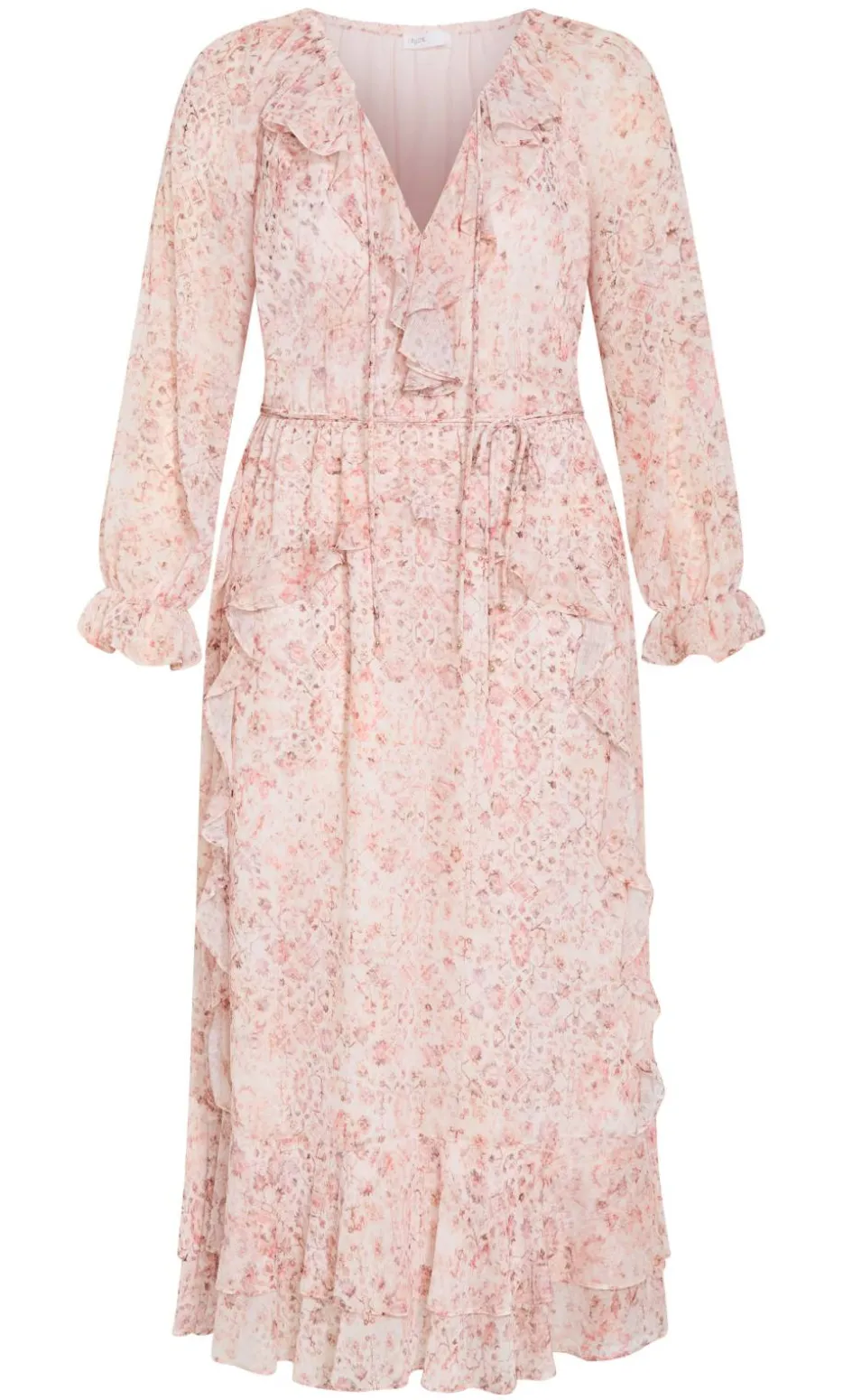 Glam Frill Print Maxi Dress - blush pink