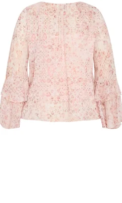 Glam Frill Print Top - blush pink