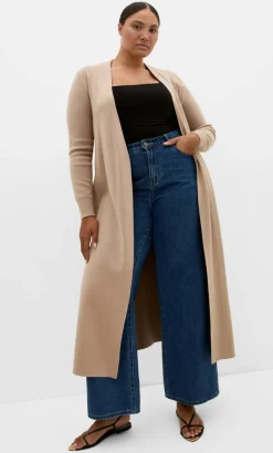 Goldie Longline Knit Cardigan - taupe