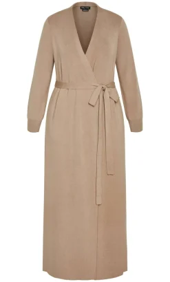 Goldie Longline Knit Cardigan - taupe