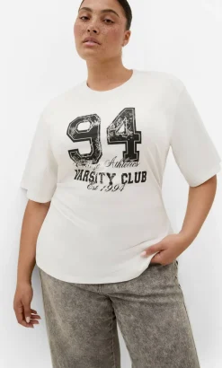 Graphic Cinched Cotton Tee - ivory
