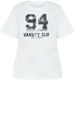 Graphic Cinched Cotton Tee - ivory