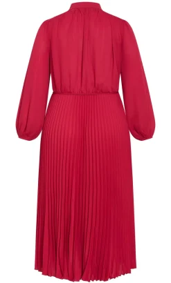 Halle Long Sleeve Pleat Dress - shiraz