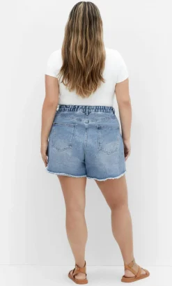 Hannah Rip Denim Short - mid wash