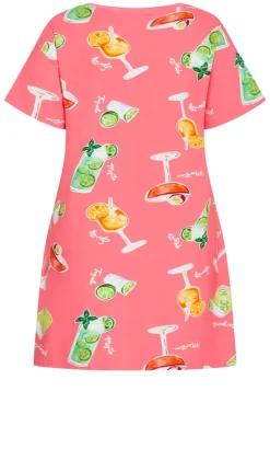 Happy Hour Print Sleep Shirt - coral