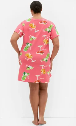 Happy Hour Print Sleep Shirt - coral