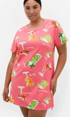 Happy Hour Print Sleep Shirt - coral