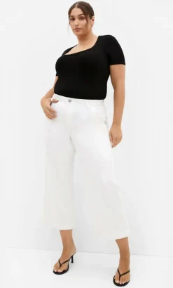 Harley Fit Avery Wide Leg Crop Jean - ivory