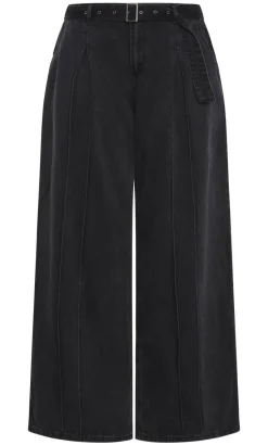 Harley Fit Bria Belted Wide Leg Jean - black wash