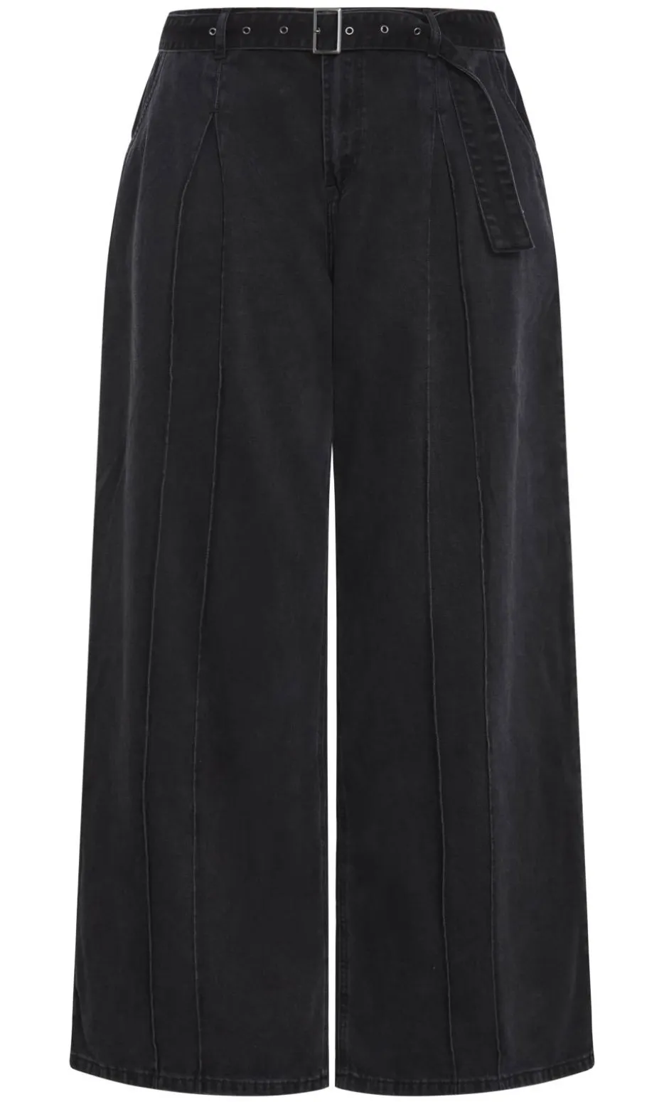 Harley Fit Bria Belted Wide Leg Jean - black wash