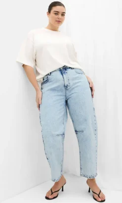 Harley Fit Bridget Barrel Leg Ankle Grazer Jean - ice blue wash