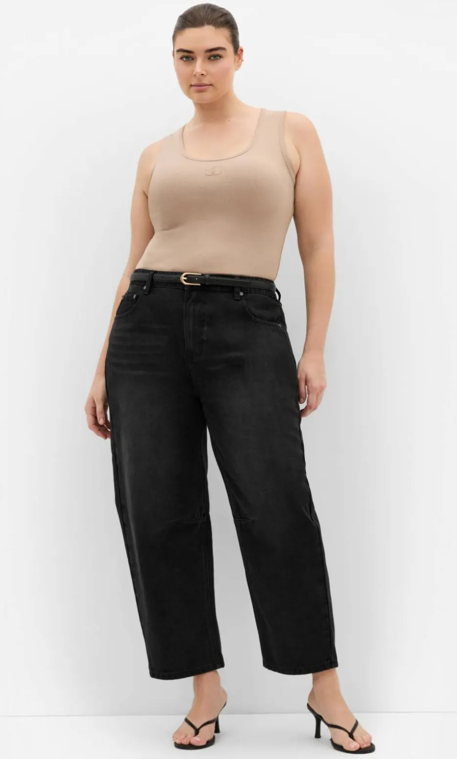 Harley Fit Bridget Barrel Leg Ankle Grazer Jean - black wash