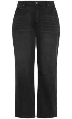 Harley Fit Bridget Barrel Leg Ankle Grazer Jean - black wash