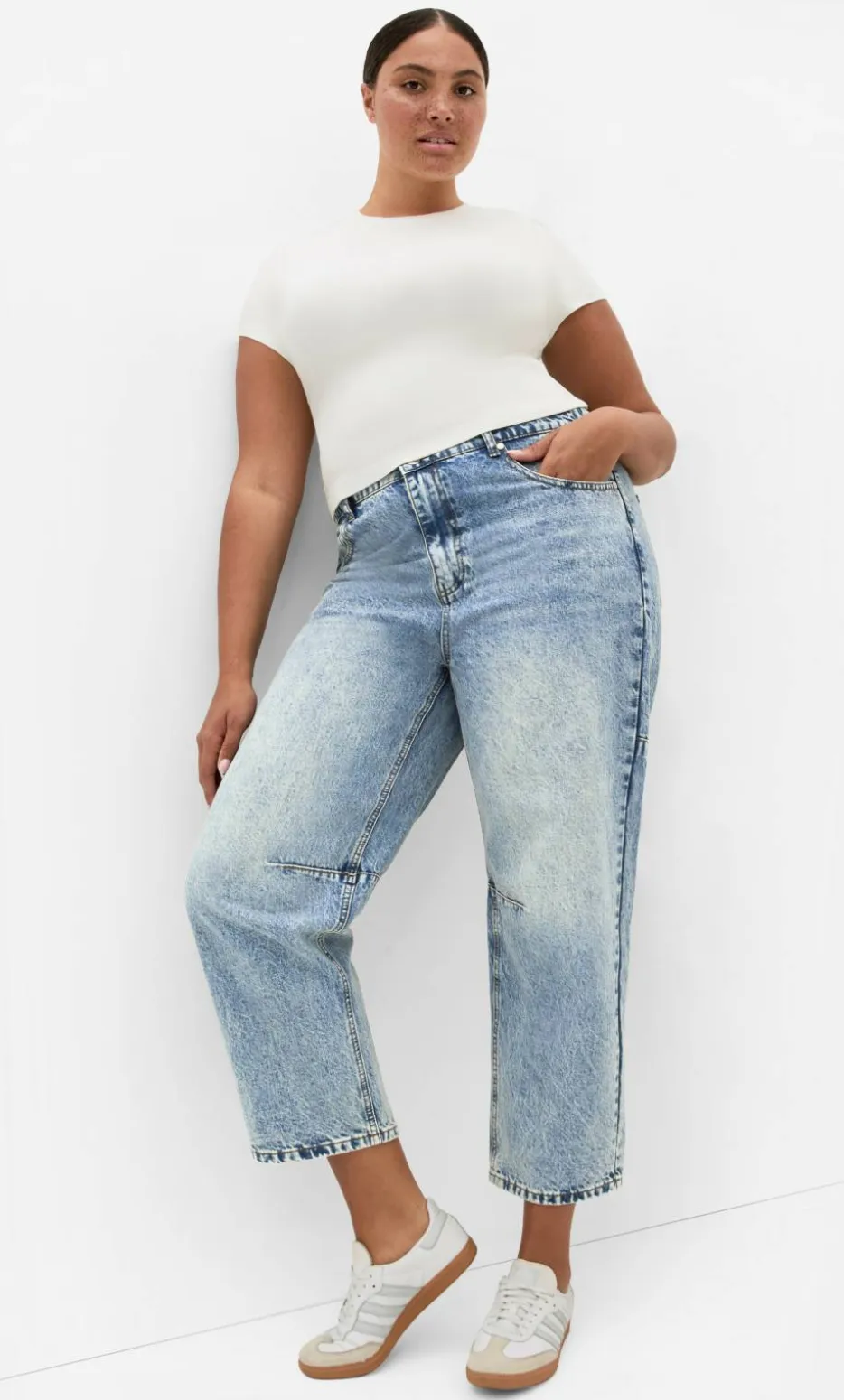 Harley Fit Bridget Barrel Leg Ankle Grazer Jean - stone wash