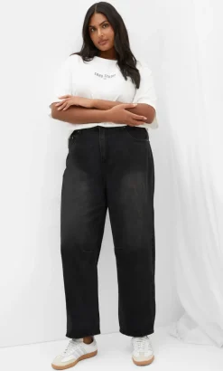 Harley Fit Brooke Barrel Leg Jean - black wash