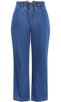 Harley Fit Corset Waist Wide Leg Jean - mid wash