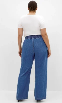 Harley Fit Corset Waist Wide Leg Jean - mid wash