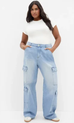 Harley Fit Iona Cargo Wide Leg Regular Jean - light wash