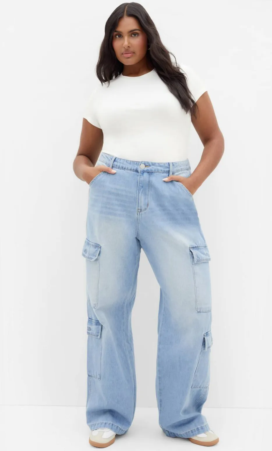 Harley Fit Iona Cargo Wide Leg Regular Jean - light wash